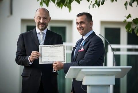 Dr Najeebullah BINA decorated as Chevalier de l’Ordre National du Mérite 