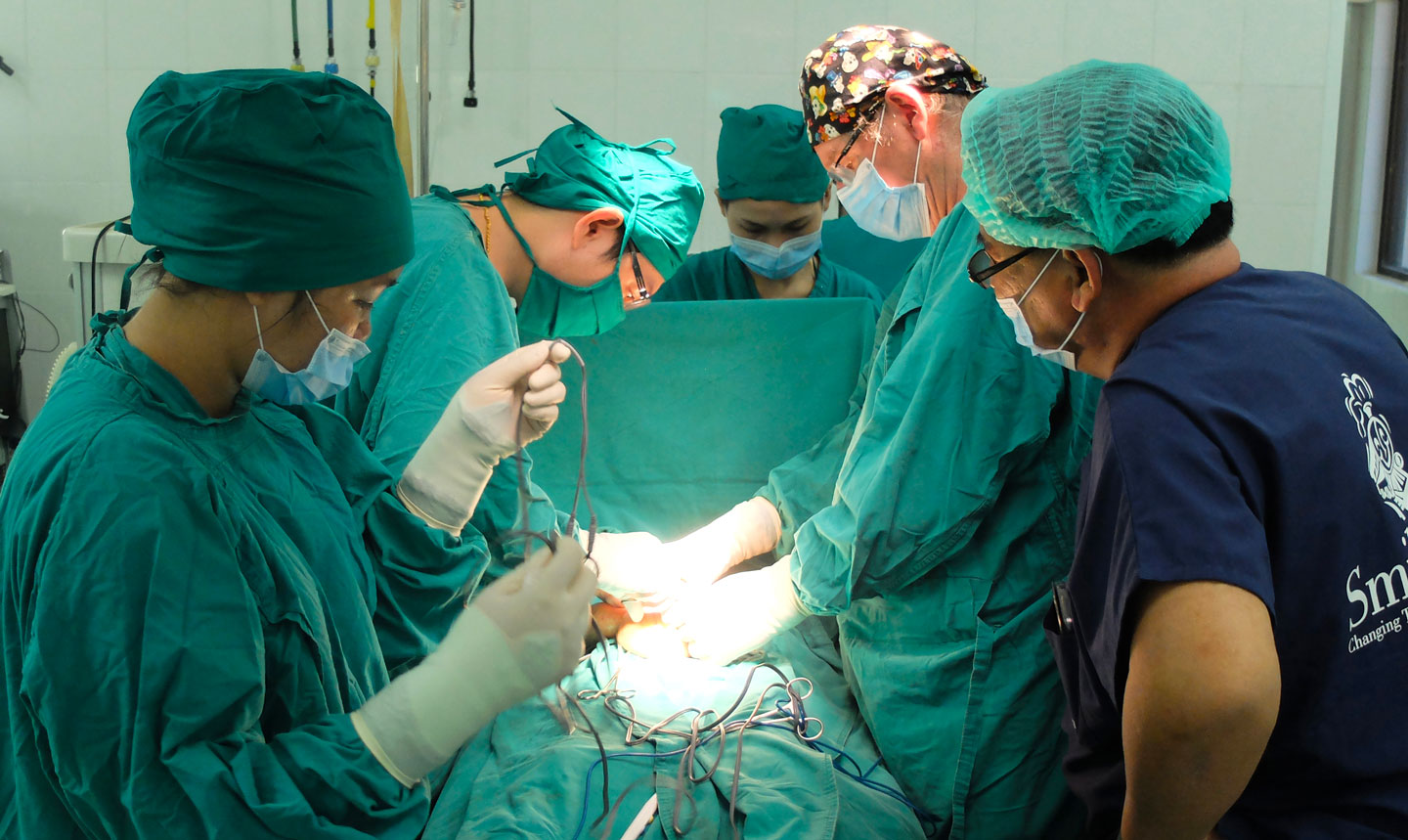 Pediatric surgery led by Prof. Pierre Hélardot in Laos